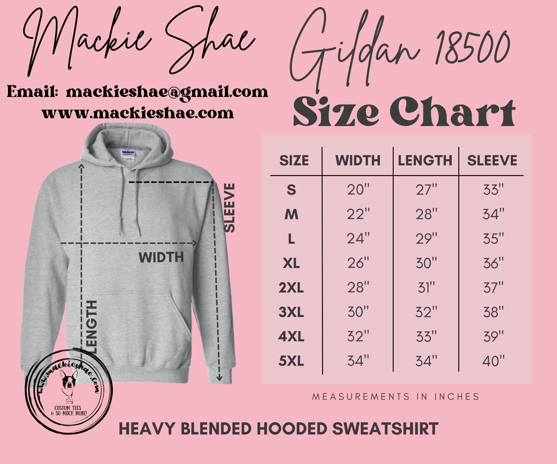 Gildan 18500 Size Chart.png
