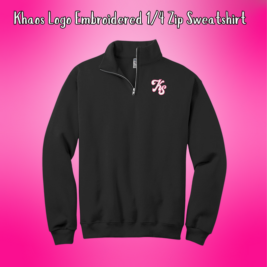 Khaos- Khaos Logo Embroidered 1/4 Zip Black Sweatshirt for Adults