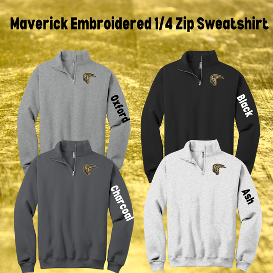 Mavs- Maverick Embroidered 1/4 Zip Sweatshirt for Adults