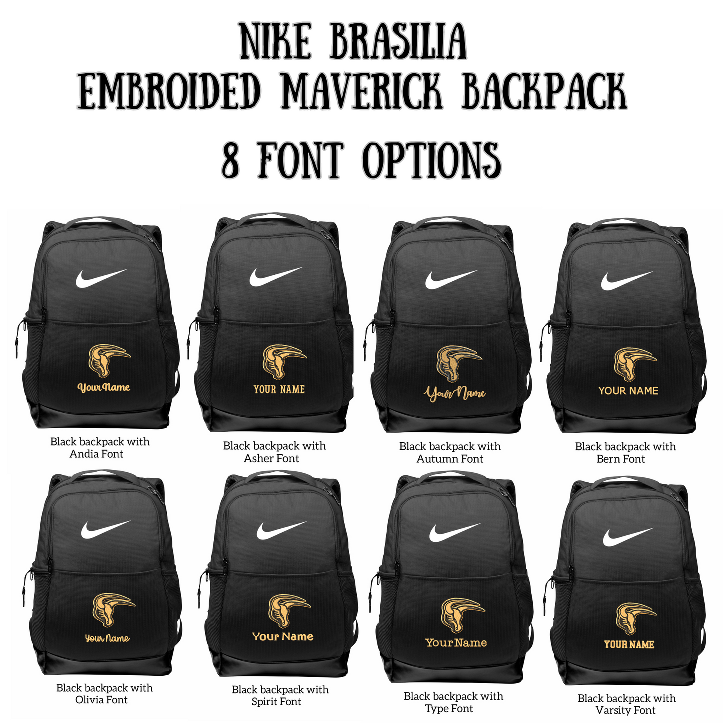 Mavs- Maverick Nike Brasilia Backpack with Embroidery Design, Personalize with your Name!