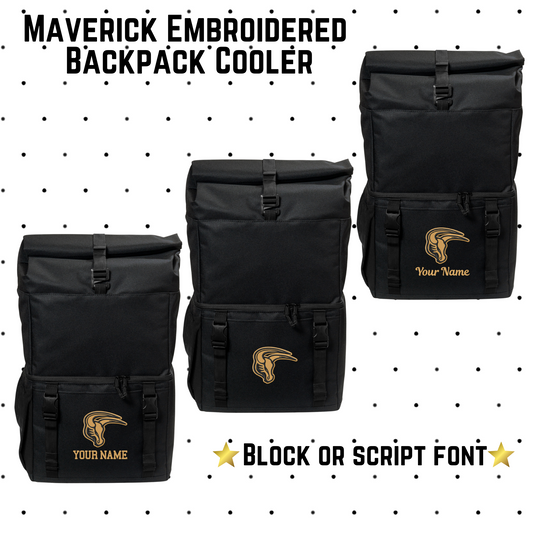 Mavs- Maverick Embroidered Black Backpack Cooler (Personalization Available)