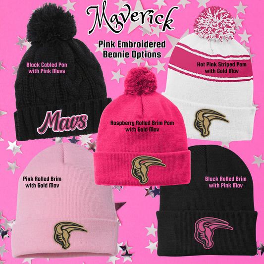 Mavs- Maverick PINK Embroidered Beanies