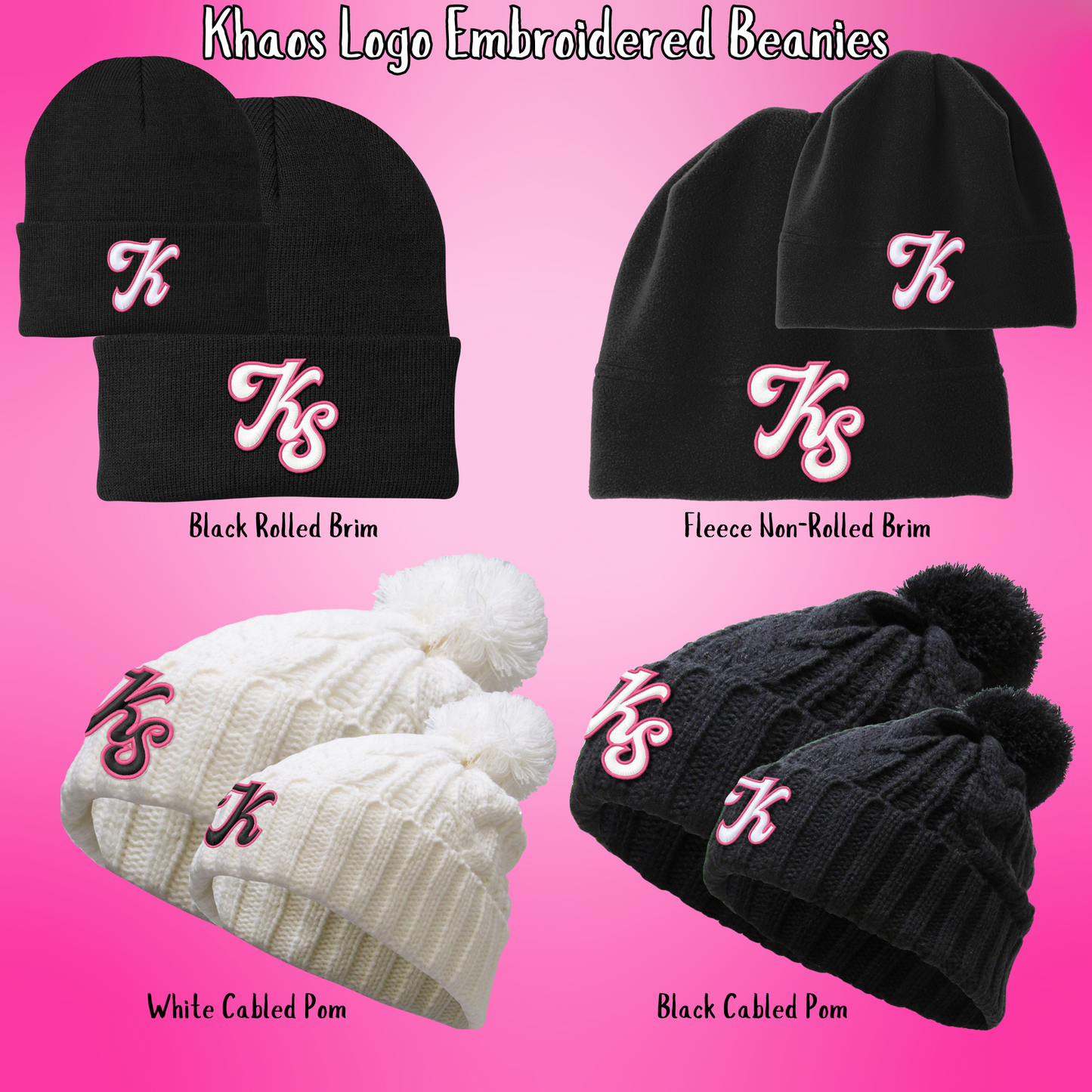 Khaos- Khaos Logo Beanies (4 Styles, 2 Logo Options)