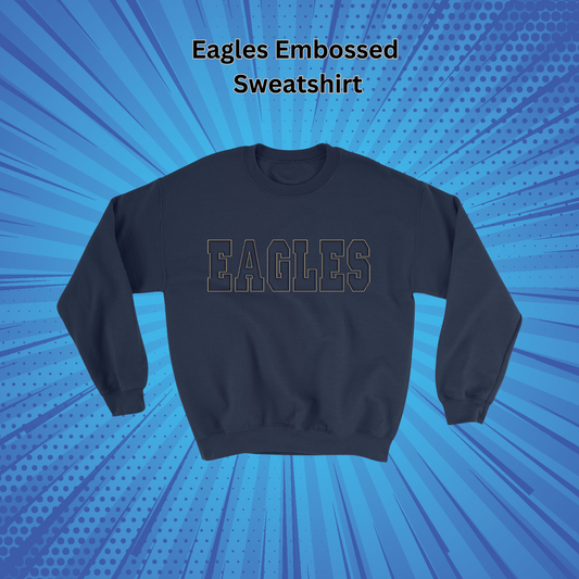 Eagles Navy with Gold Embossed Blend Crewneck Sweatshirt