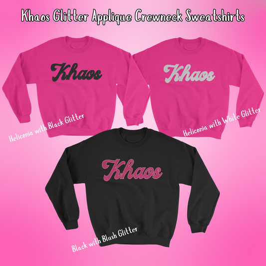 Khaos- Khaos GLITTER Applique Embroidered Blend Crewneck Sweatshirt
