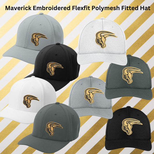 Mavs- Maverick Flexfit Polymesh FITTED Hat, 2 Sizes, 4 Colors, 2 Mav Options