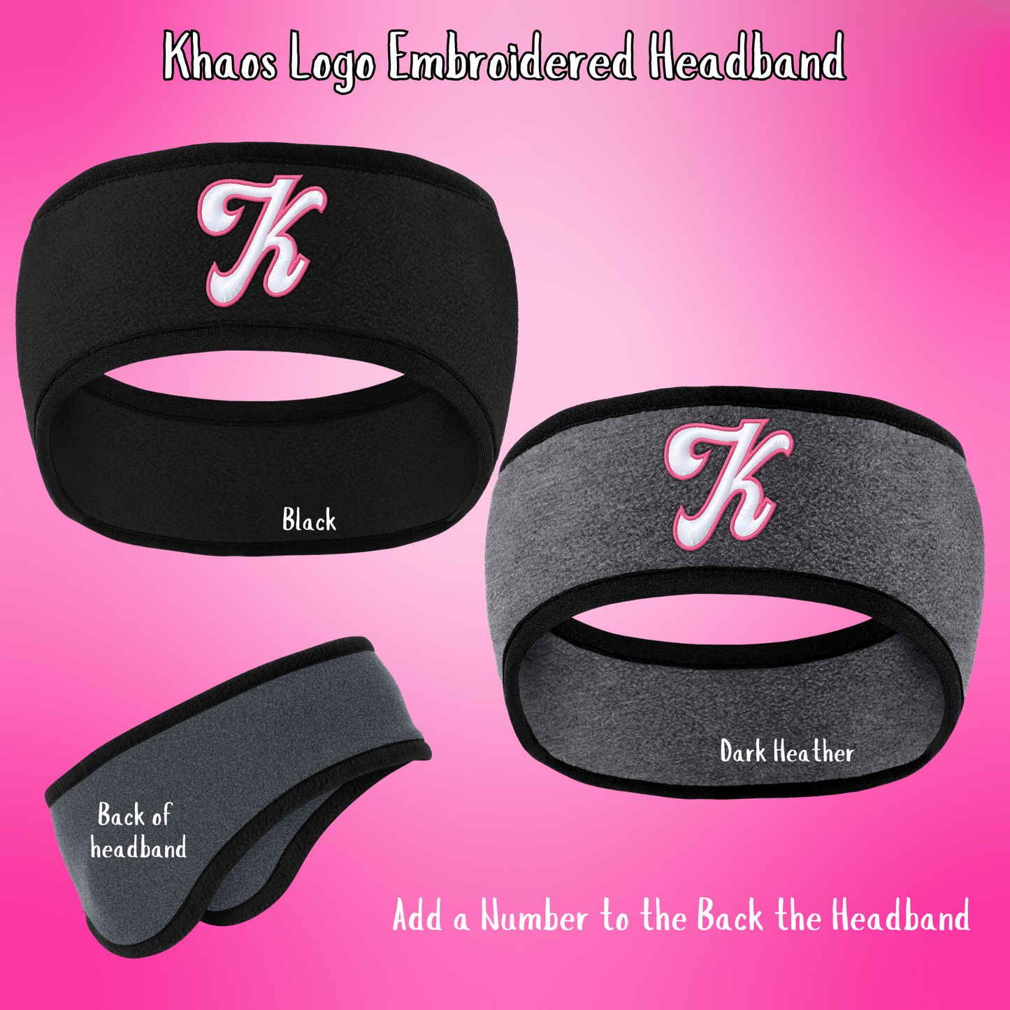 Khaos- Khaos Logo Fleece Headband (Personalize with Number)