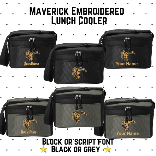 Mavs- Maverick Embroidered Lunch Cooler, 2 Color Options (Personalization Available)