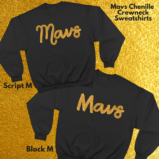 Mavs- Mavs Yarn Couching Embroidered Blend Crewneck Sweatshirt