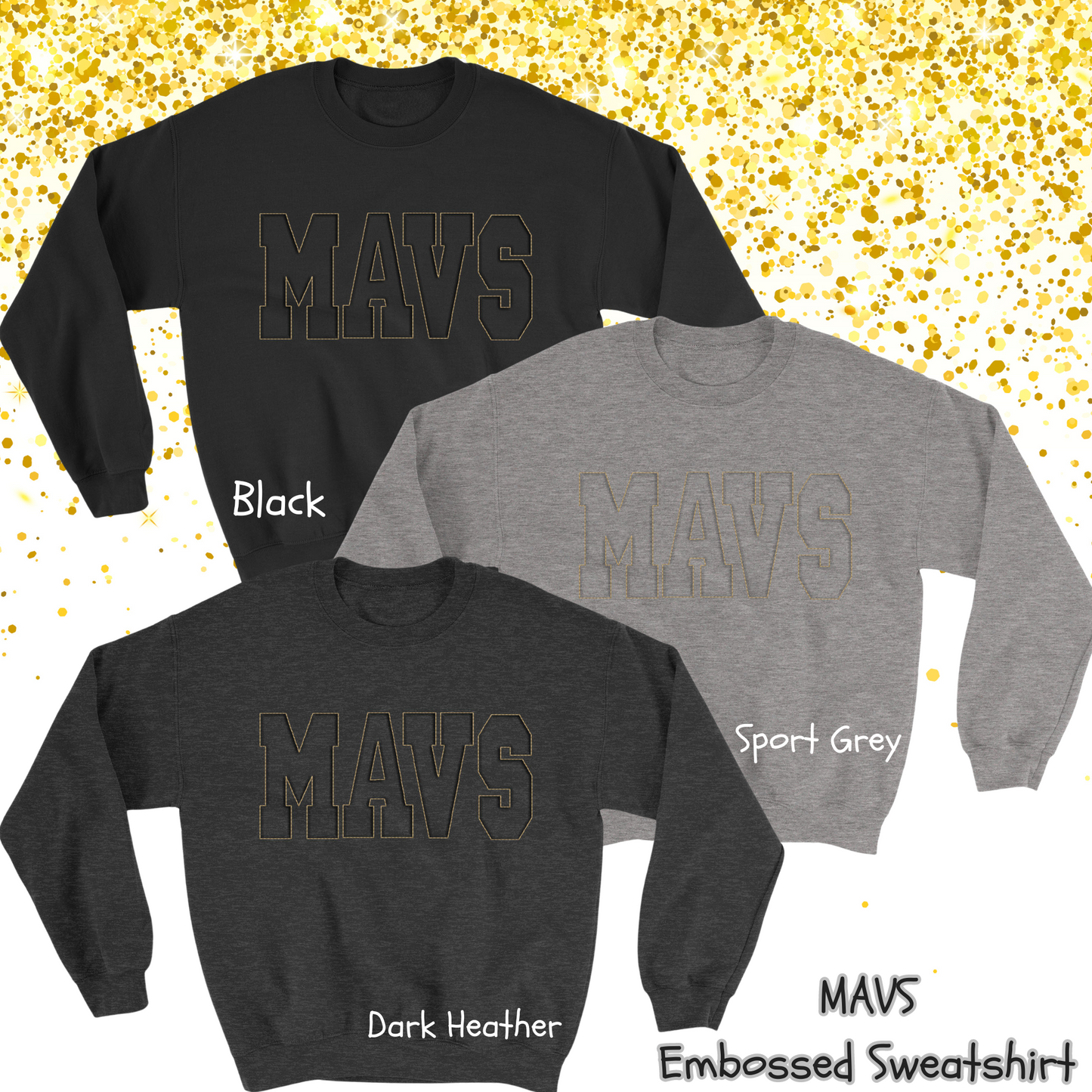 Mavs- Mavs Embossed Blend Crewneck Sweatshirt for Youth and Adults