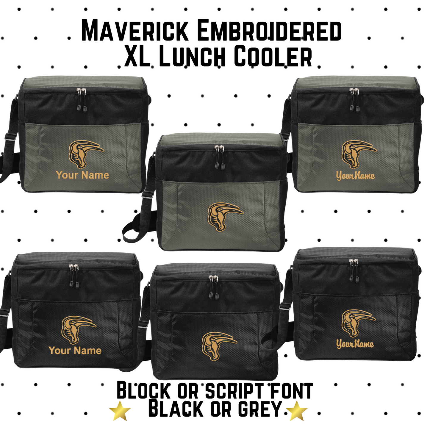 Mavs- Maverick Embroidered XL Lunch Cooler, 2 Color Options (Personalization Available)