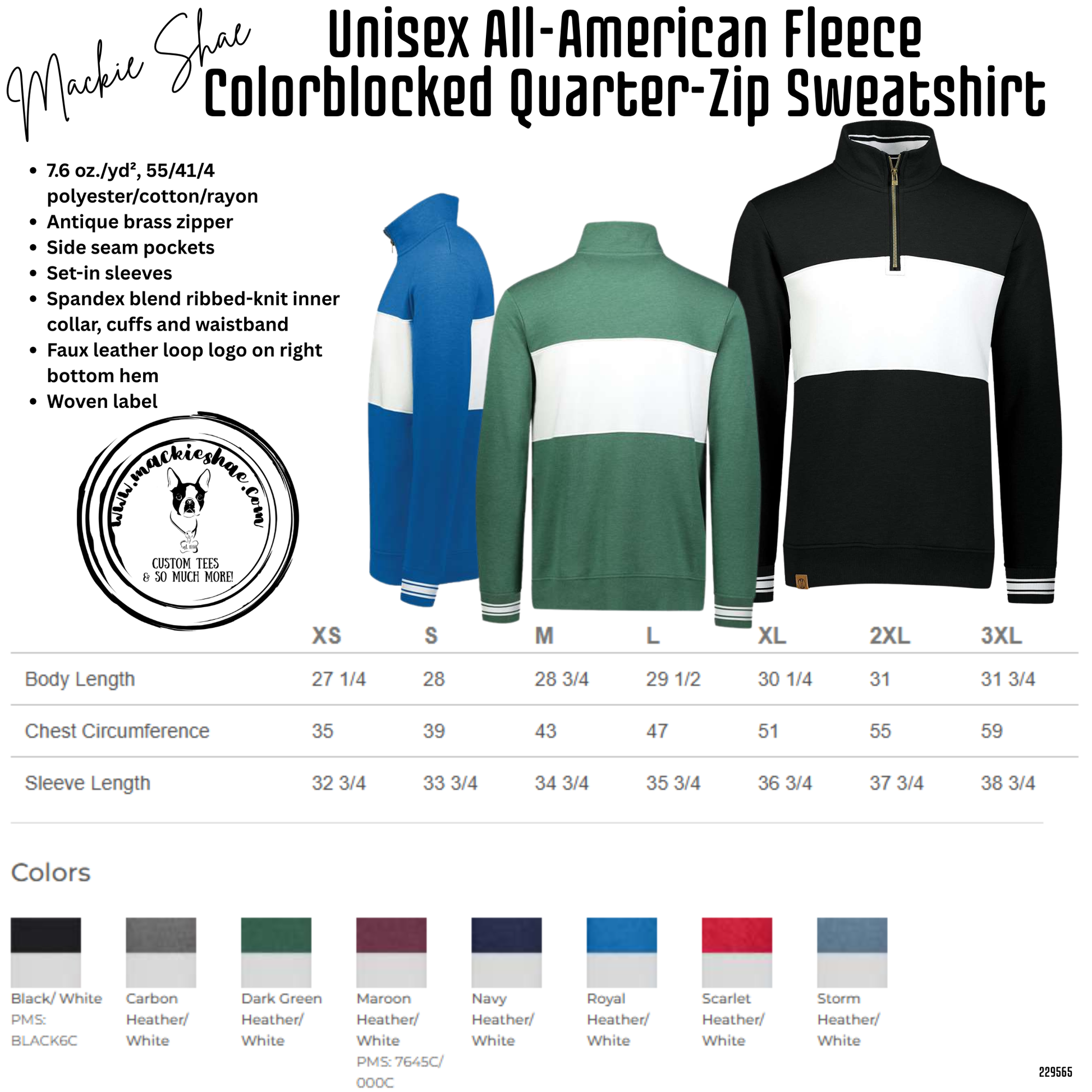 Holloway 229565 Unisex All American Fleece Colorblocked 14 Zip Sweatshirt.png