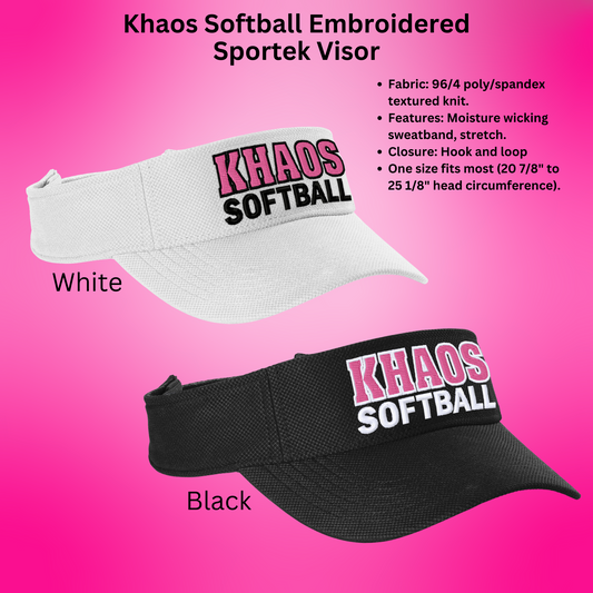 Khaos- Khaos Softball Embroidered Sportek Visor