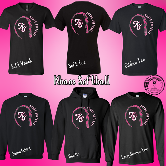 Khaos- Khaos Softball Outline with Logo Black Gear