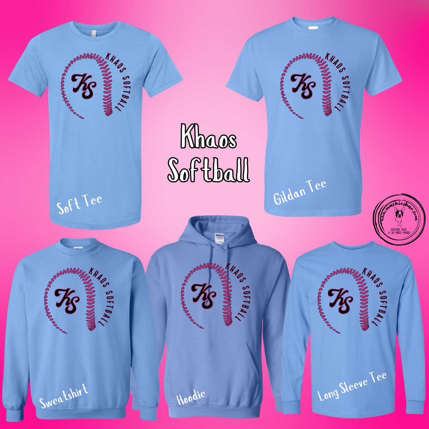 Khaos- Khaos Softball Outline with Logo Blue Gear