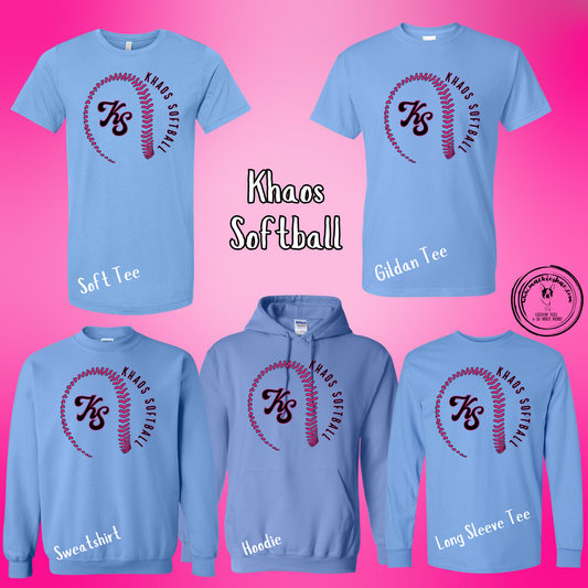 Khaos- Khaos Softball Outline with Logo Blue Gear