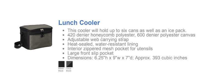 VES-Vermillion Lunch Cooler,  (2 Color Options) Personalization Option Available
