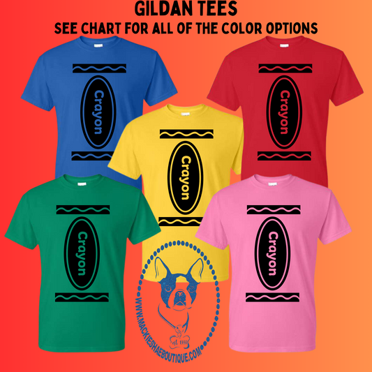 Crayon Custom Shirt for Adults, Gildan Tee, Pick your color!