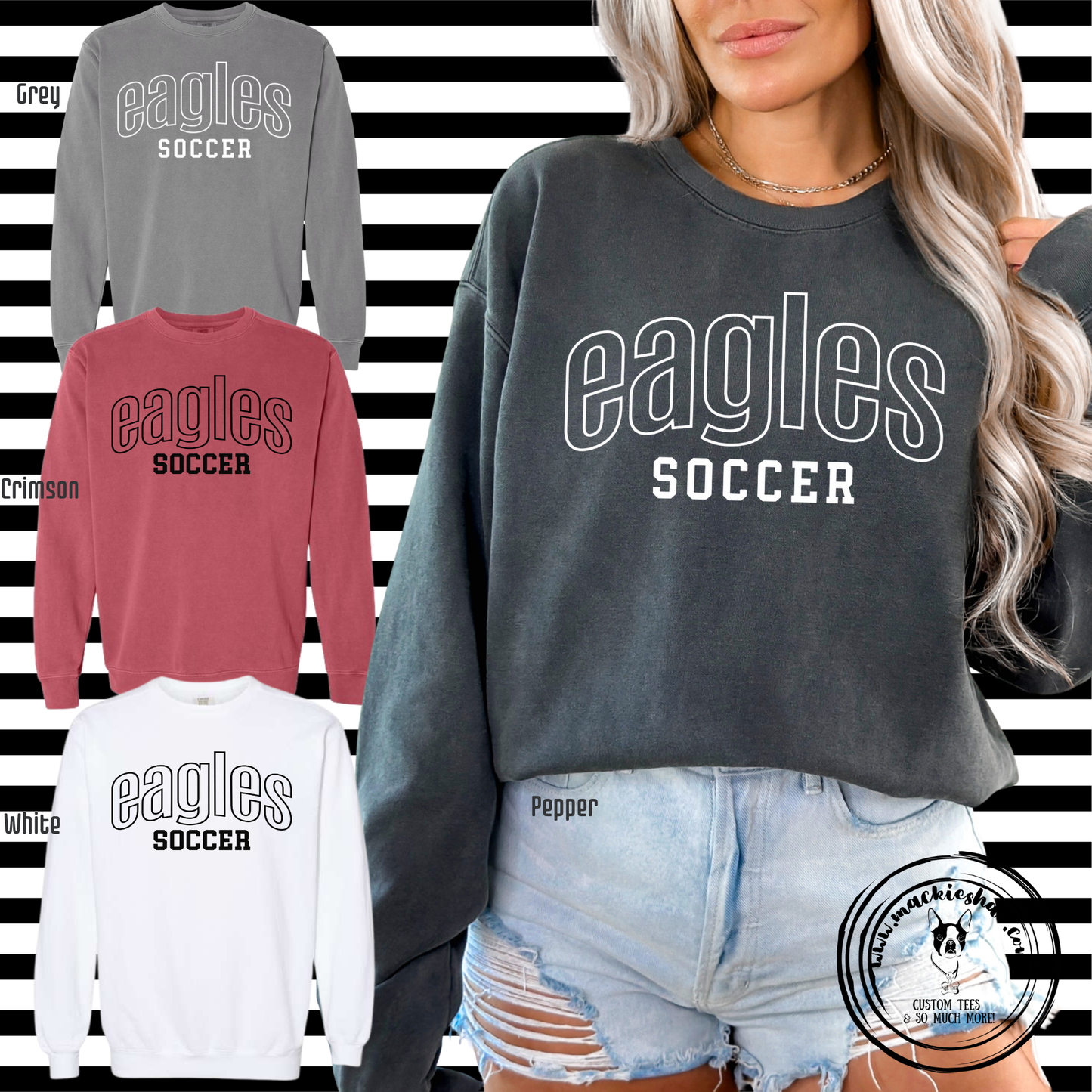 MHS Soccer- Eagles Soccer Comfort Colors Garment-Dyed Unisex Crewneck Sweatshirt