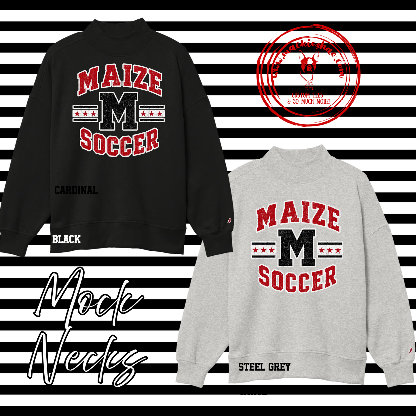 MHS Soccer- Maize M Soccer Women's Mock Neck Sweatshirt