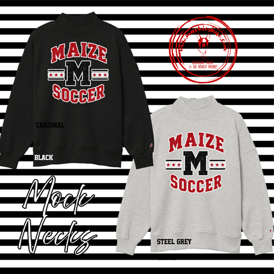 MHS Soccer- Maize M Soccer Women's Mock Neck Sweatshirt