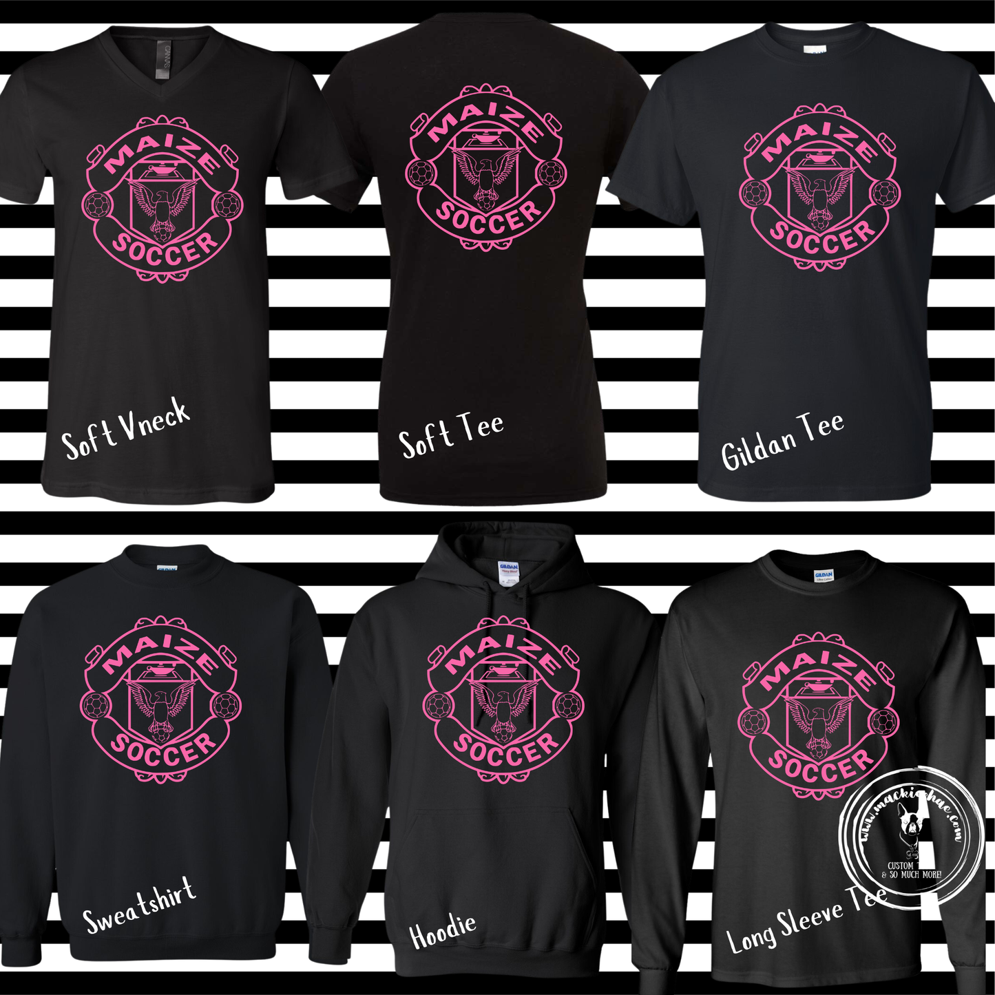 MHS Soccer- Maize Soccer Pink Crest Black Gear