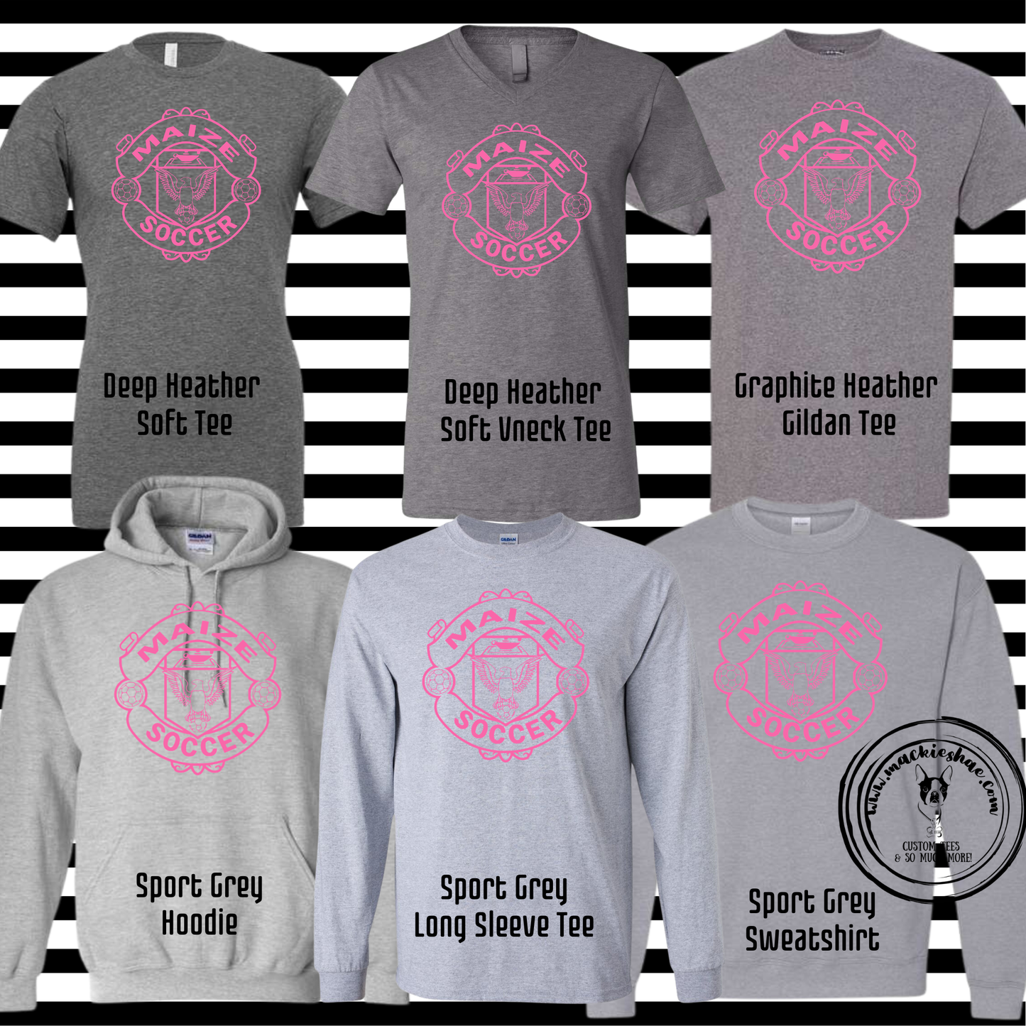 MHS Soccer- Maize Soccer Pink Crest Grey Gear