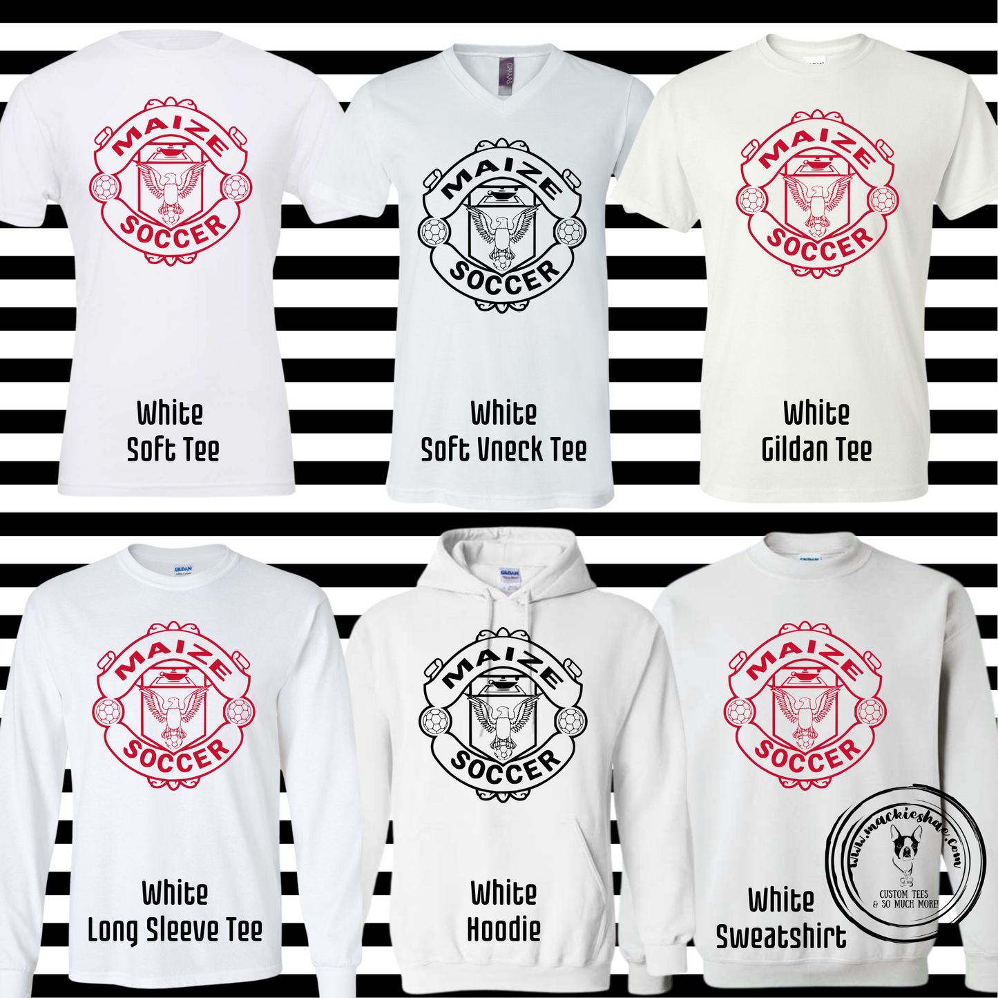 MHS Soccer- Maize Soccer Crest White Gear
