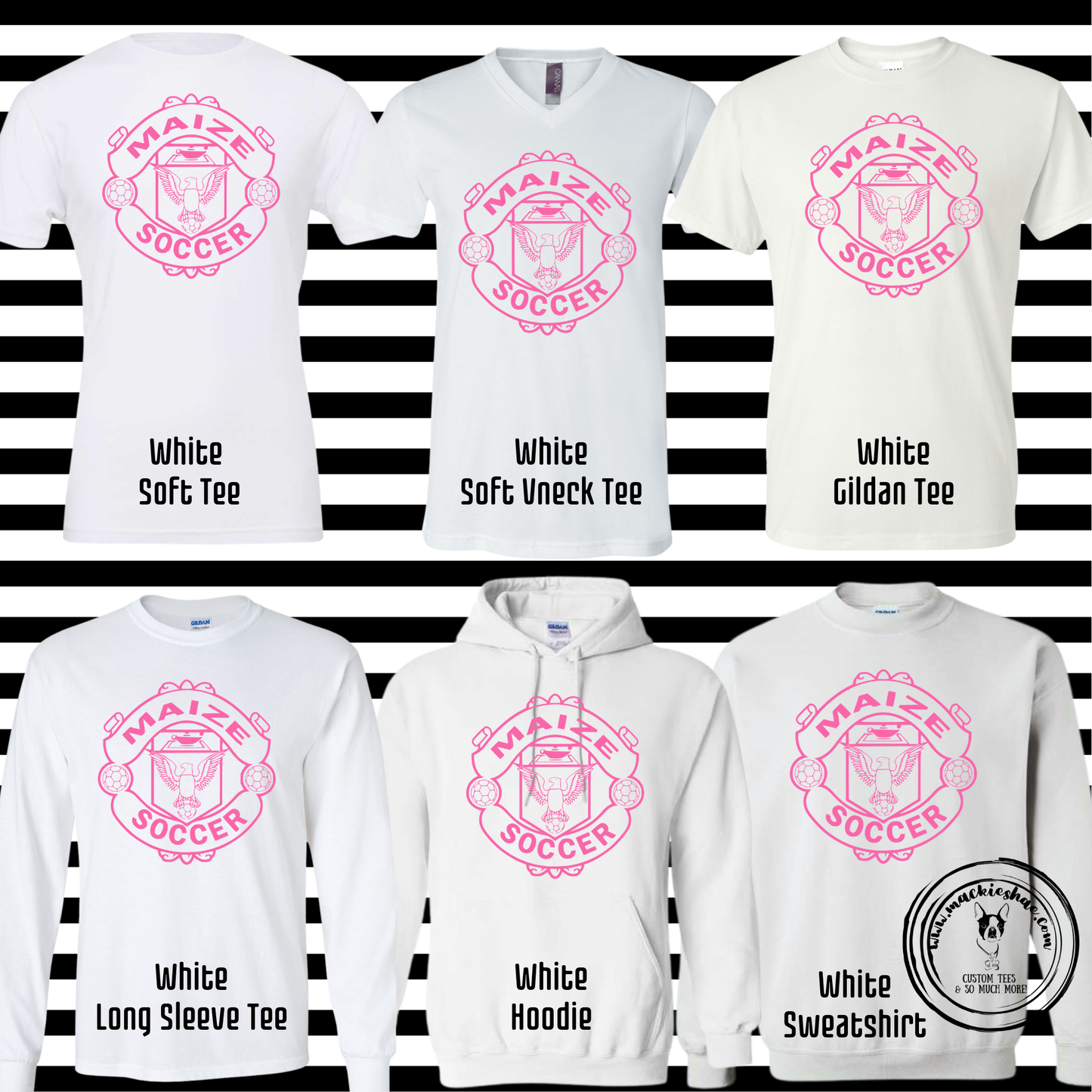 MHS Soccer- Maize Soccer Pink Crest White Gear