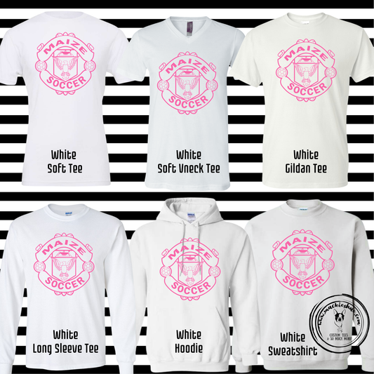 MHS Soccer- Maize Soccer Pink Crest White Gear