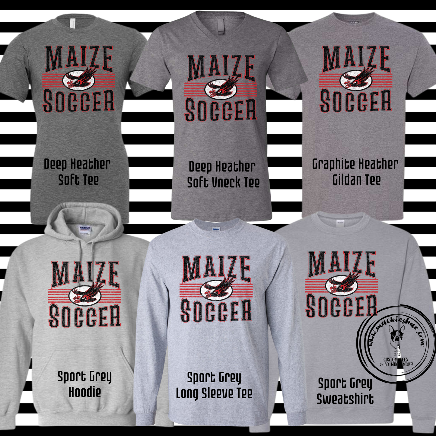 MHS Soccer- Maize Soccer Distressed Lines with Flying Eagle Grey Gear