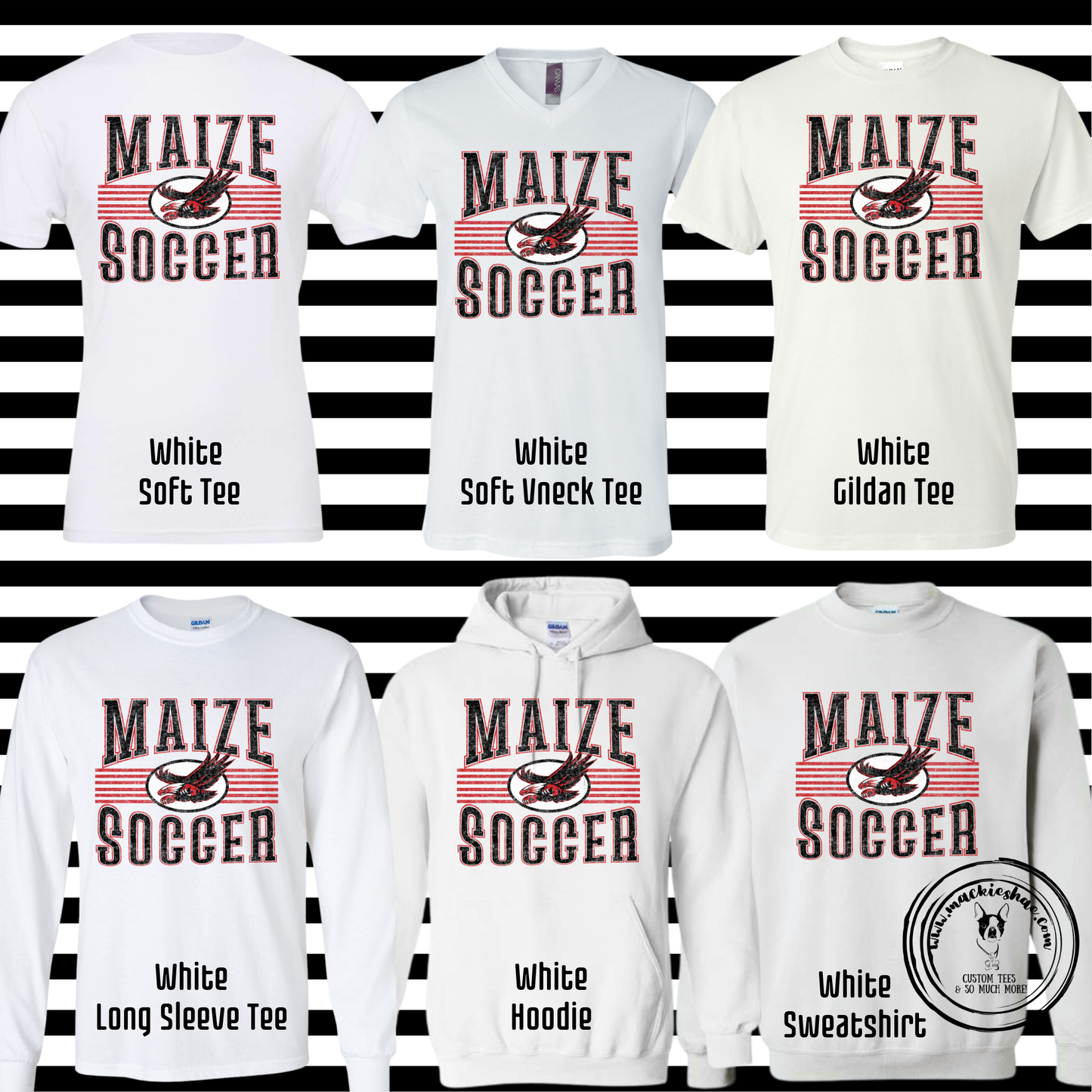 MHS Soccer- Maize Soccer Distressed Lines with Flying Eagle White Gear