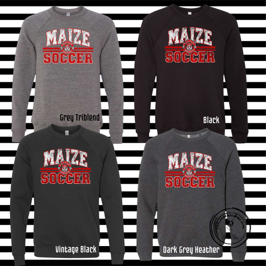 MHS Soccer- Maize Soccer with Crest Unisex Sponge Fleece Sweatshirt