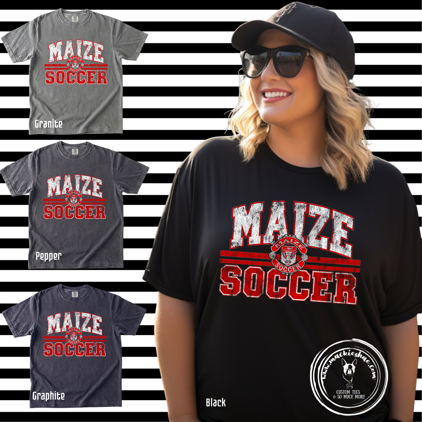 MHS Soccer- Maize Soccer with Crest Comfort Colors Garment-Dyed Unisex Tee