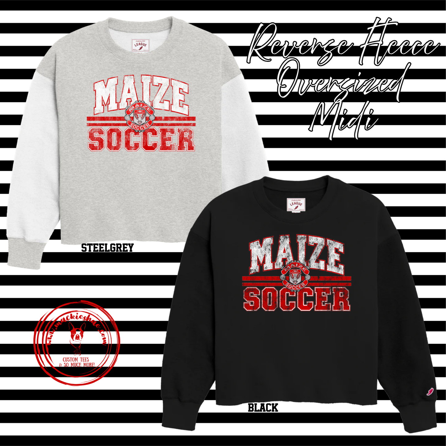 MHS Soccer- Maize Soccer with Crest Women's Reverse Fleece Oversized Midi