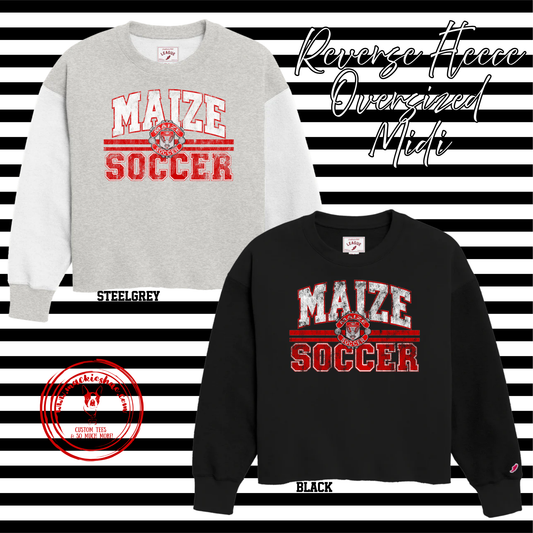MHS Soccer- Maize Soccer with Crest Women's Reverse Fleece Oversized Midi