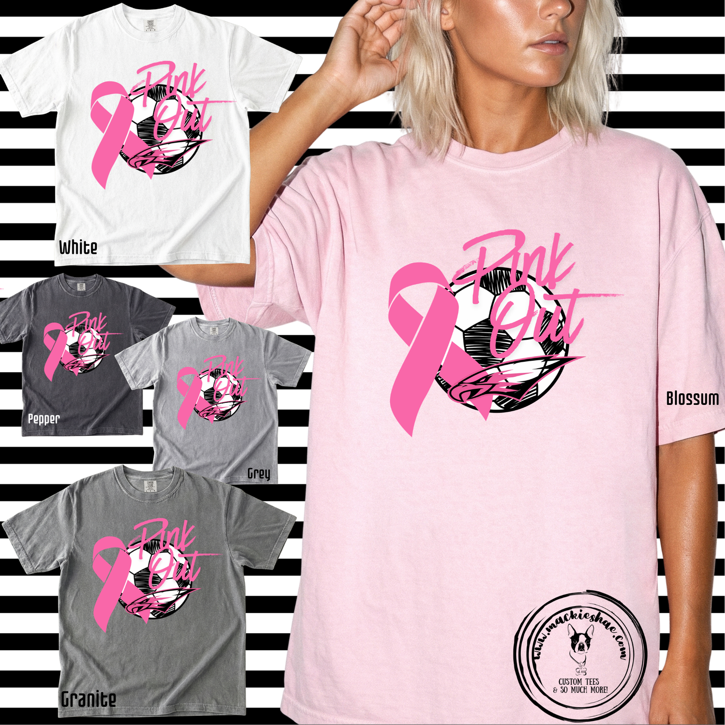 MHS Soccer- Soccer Pink Out Eagle Comfort Colors Garment-Dyed Unisex Tee