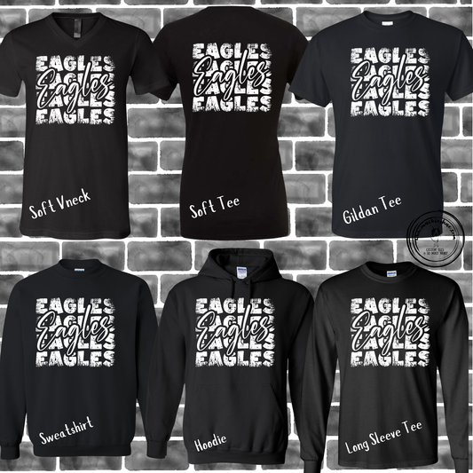 MIS- Eagles Eagles Eagles Distressed Black Gear