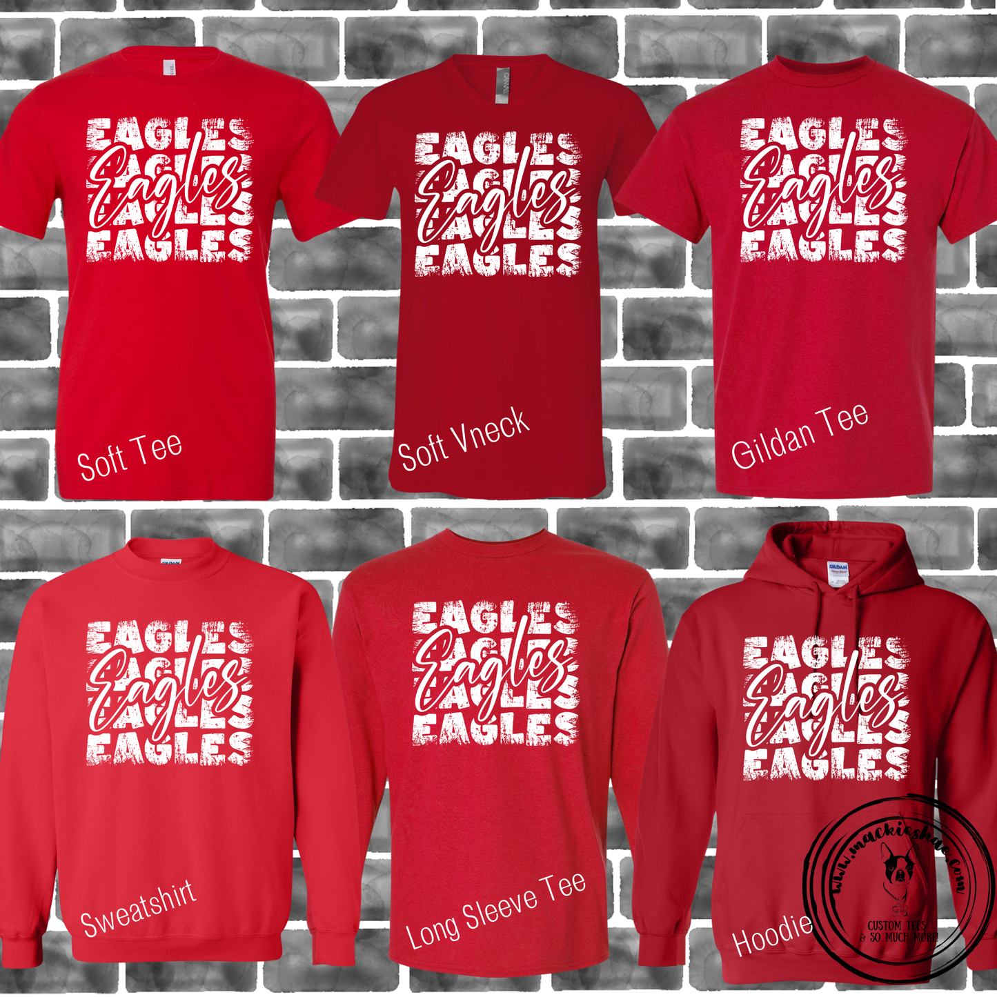 MIS- Eagles Eagles Eagles Distressed Red Gear