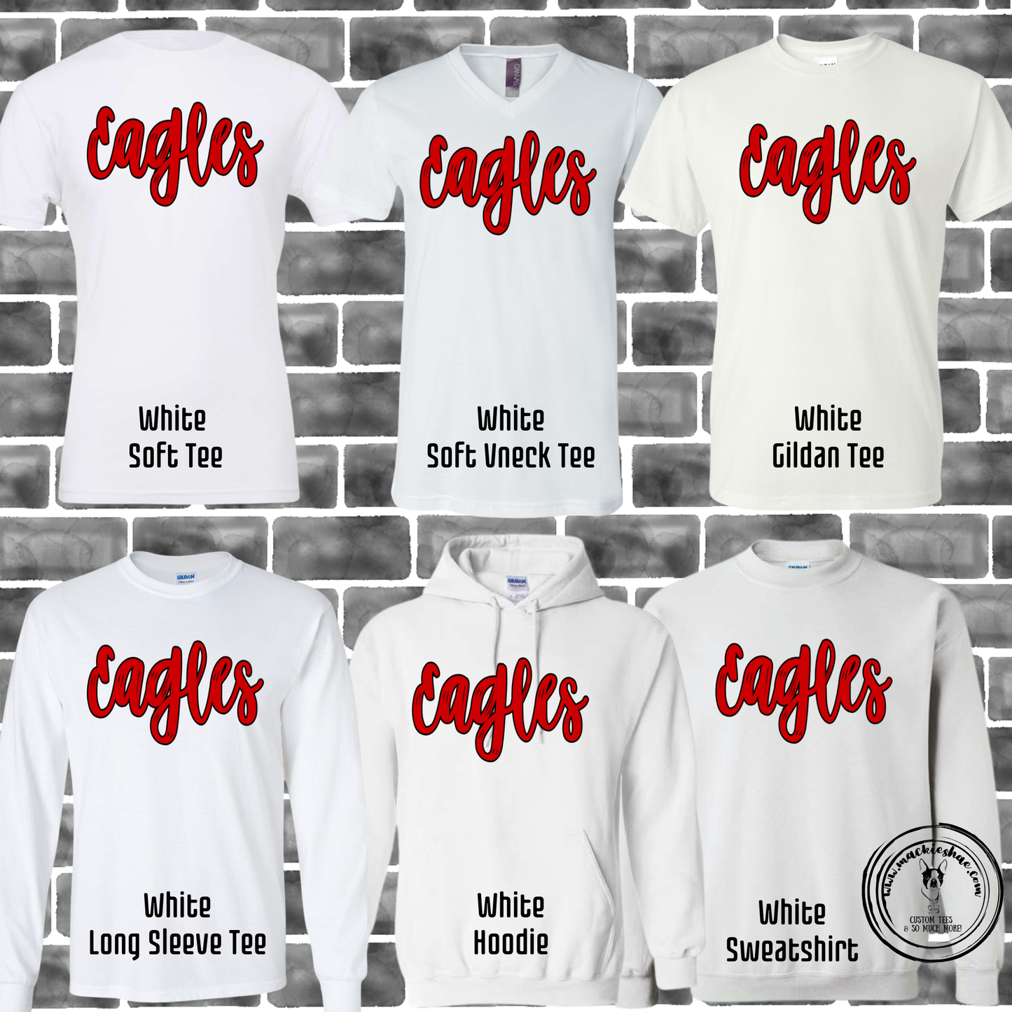 MIS- Eagles Script White Gear