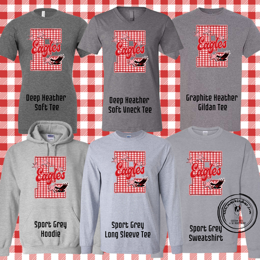MIS- E Eagles Gingham with Flying Eagle Grey Gear