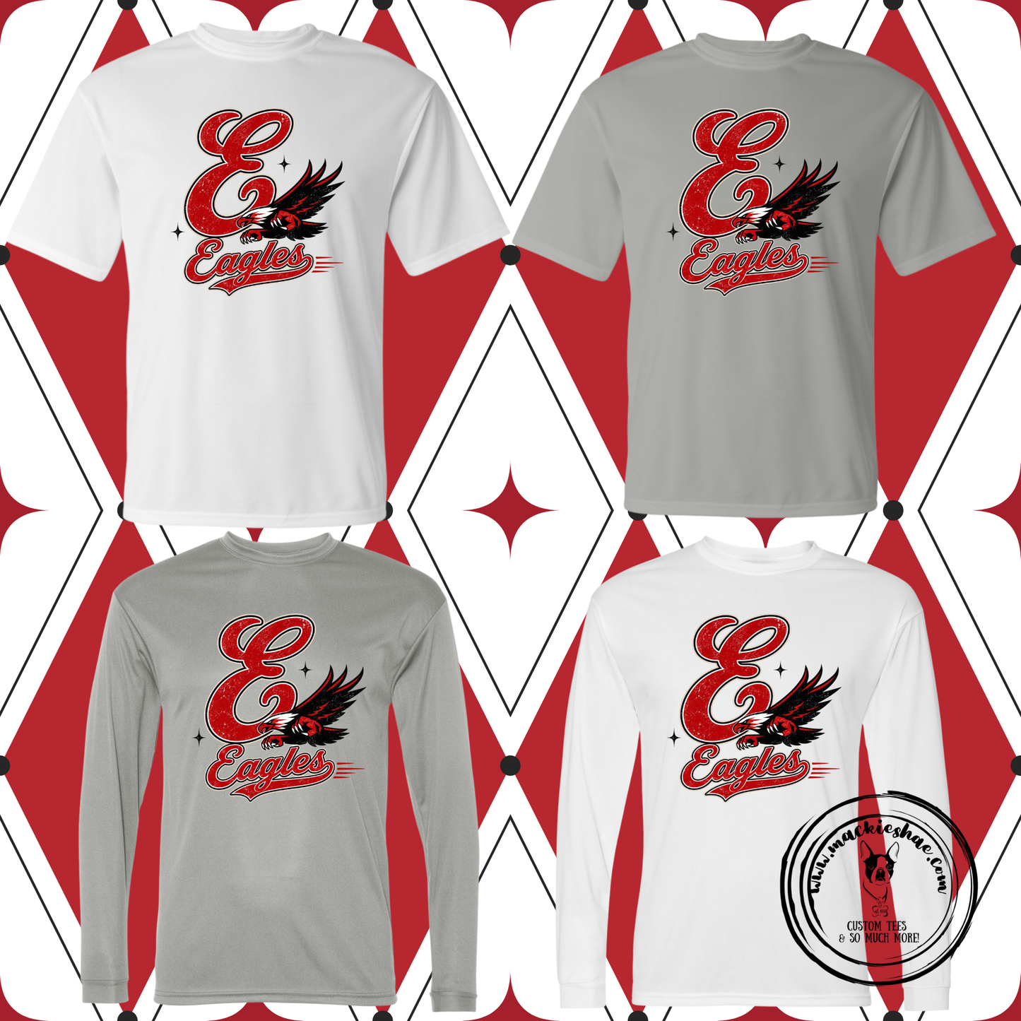 MIS- E Eagles Vintage Flying Eagle Performance Dri-Fit Short Sleeve and Long Sleeve Tee