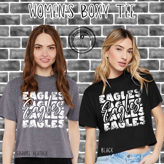 MIS- Eagles Eagles Eagles Distressed Womens Boxy Tee