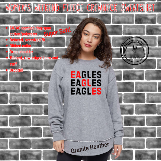 MIS- Eagles Eagles Eagles Women's Weekend Fleece Crewneck Sweatshirt, Granite Heather
