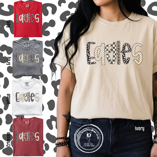MIS- Eagles Leopard Checkered Comfort Colors Garment-Dyed Tee