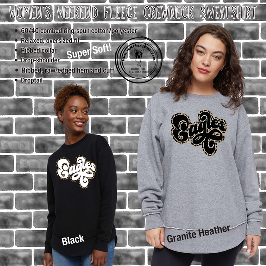 MIS- Eagles Leopard Retro Women's Weekend Fleece Crewneck Sweatshirt