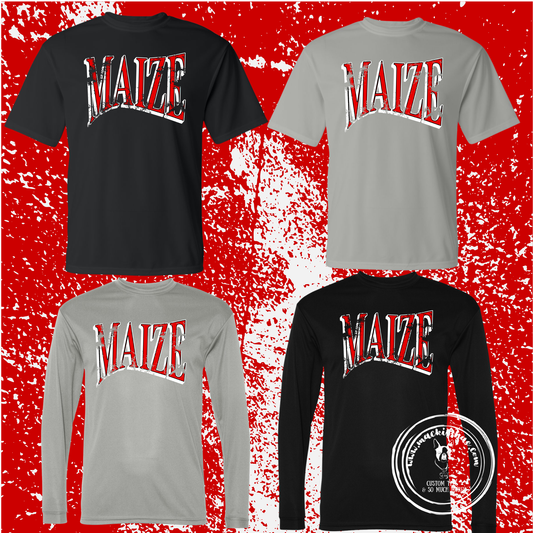 MIS- Maize Distressed Performance Dri-Fit Short Sleeve and Long Sleeve Tee