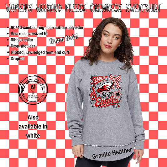 MIS- Maize Eagles Doodle Women's Weekend Fleece Crewneck Sweatshirt