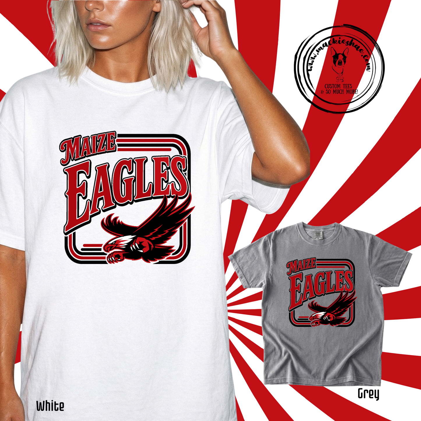 MIS- Maize Eagles Retro Square Comfort Colors Garment-Dyed Tee