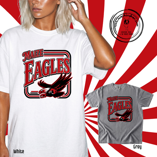 MIS- Maize Eagles Retro Square Comfort Colors Garment-Dyed Tee